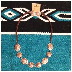 Copper Concho Necklace & Earrings